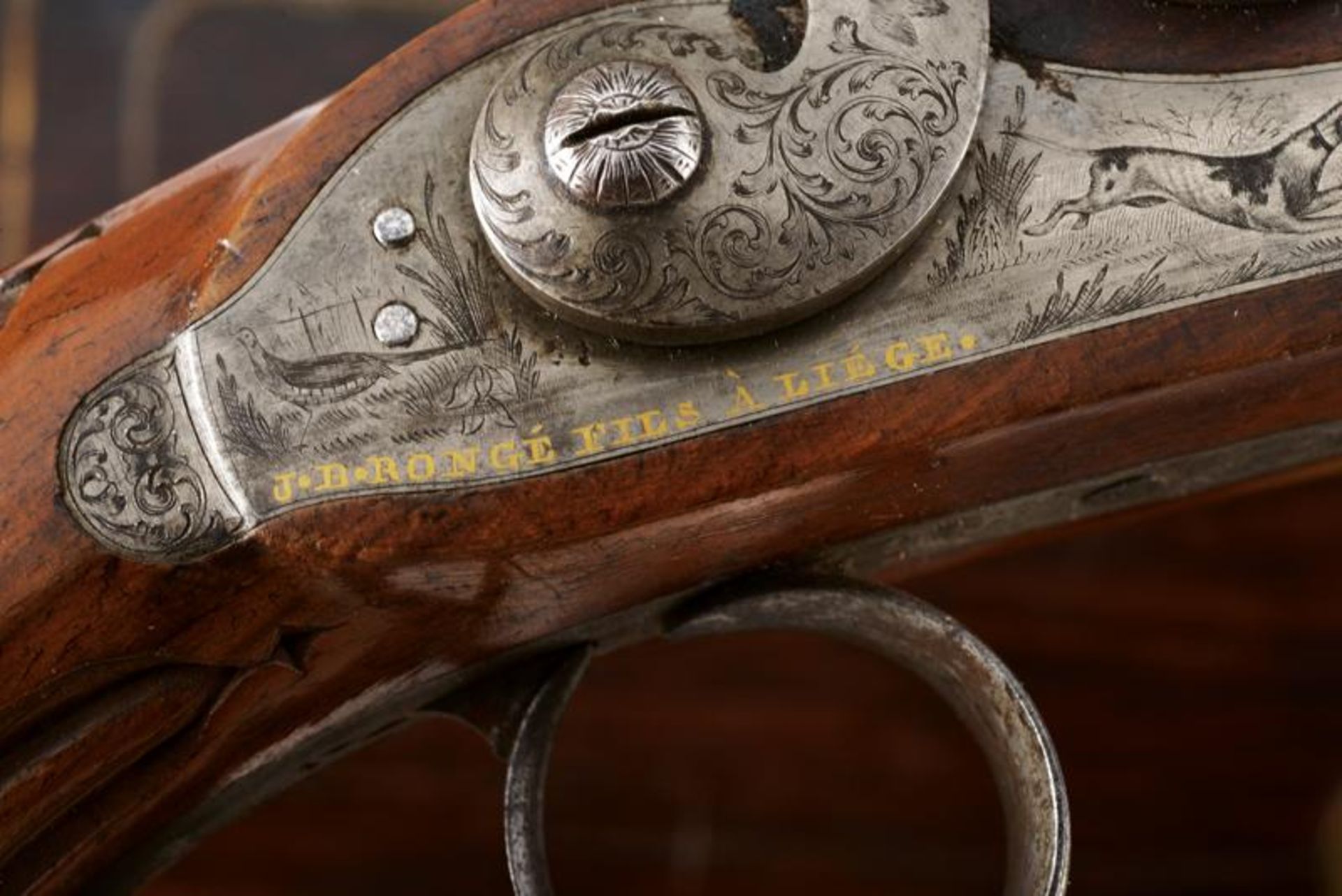 A fine pair of cased percussion pistols by J. B. Ronge, shooting tournament 1st price - Image 5 of 11