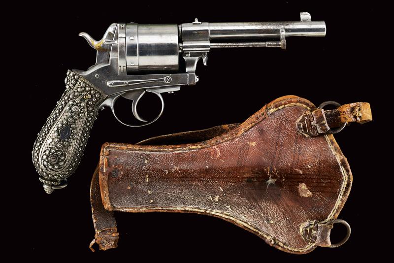 A rare 1870 model silver mounted Gasser center fire revolver