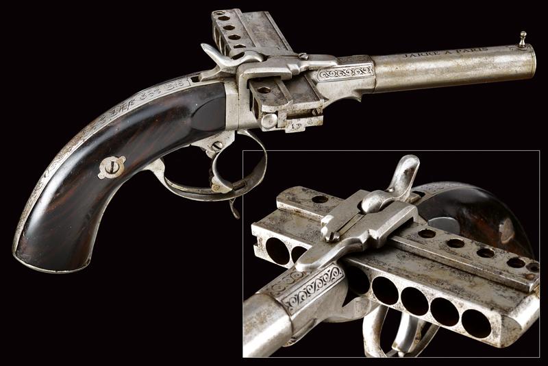 A rare eight-shot Jarre pinfire pistol