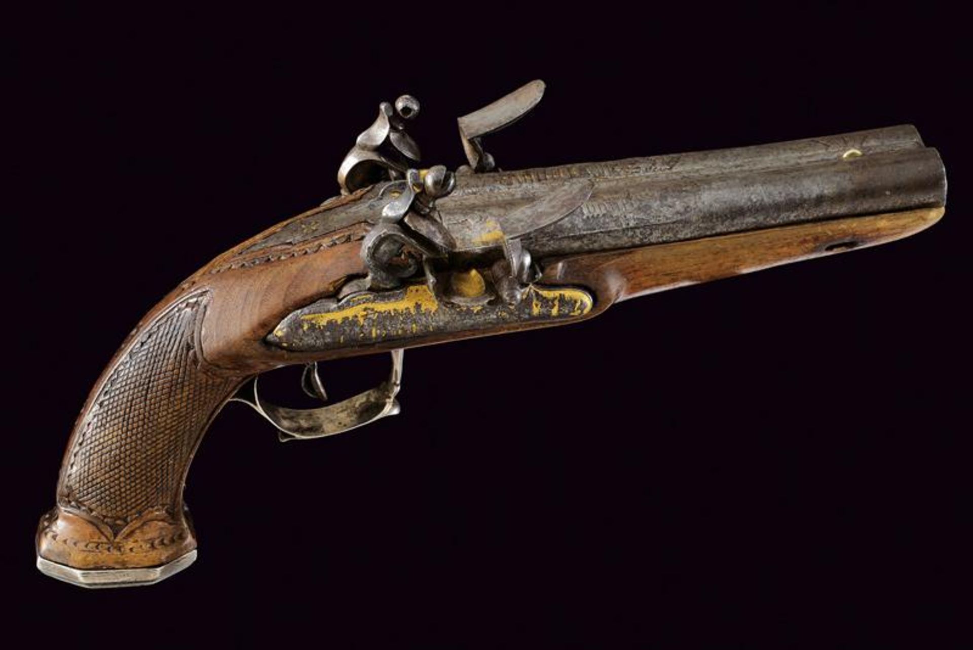 An interesting double barrelled flintlock officers pistol - Image 5 of 10