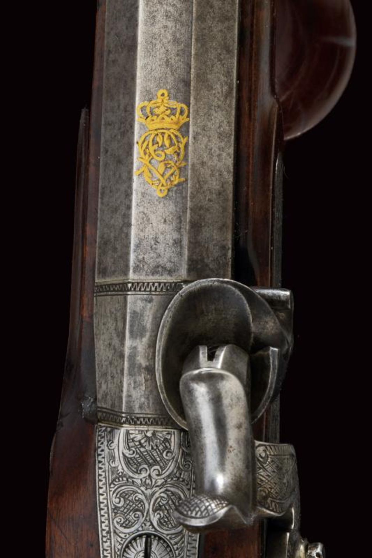 A beautiful presentation percussion target rifle, gifted by King Victor Emmanuel II - Image 4 of 12