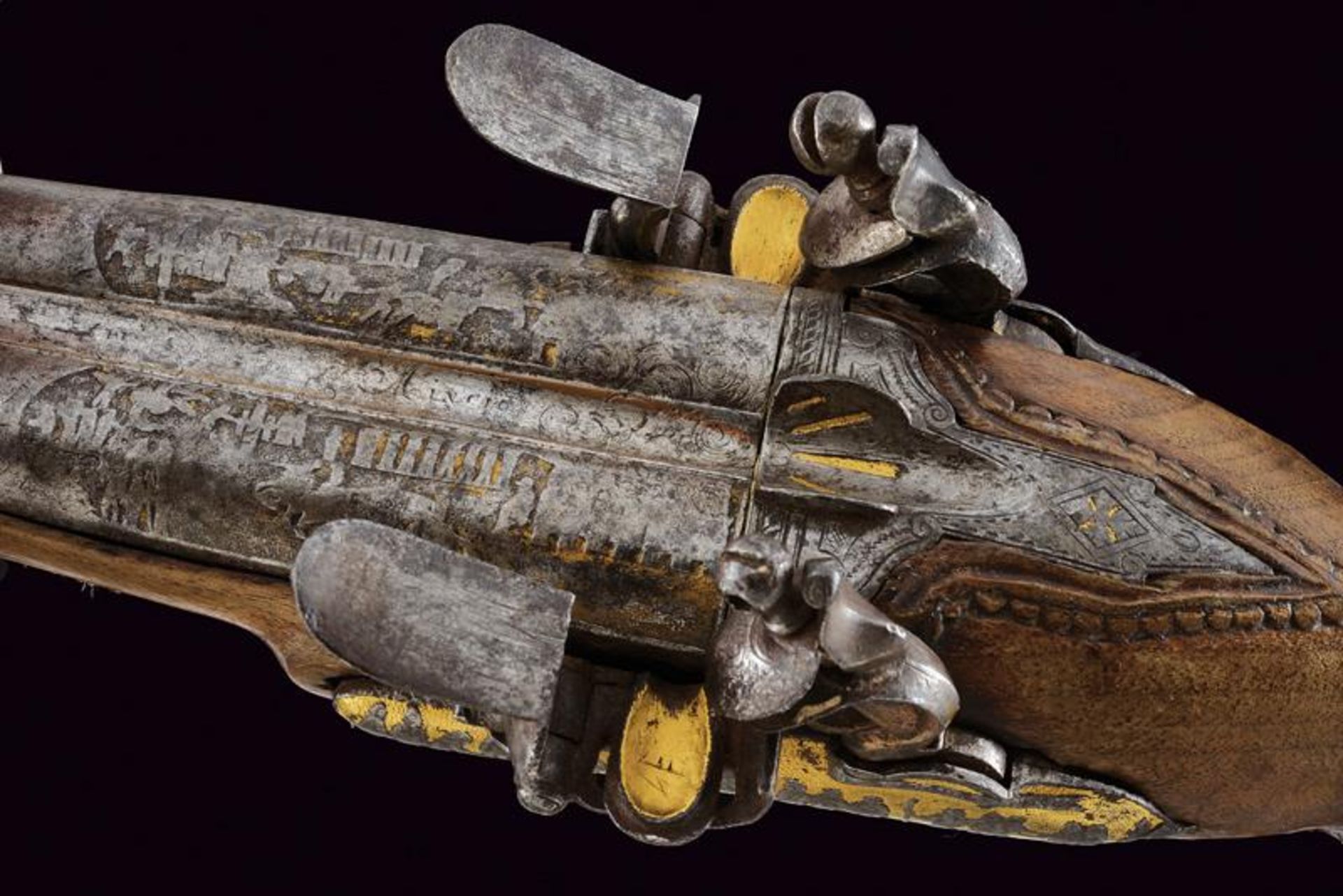 An interesting double barrelled flintlock officers pistol - Image 2 of 10