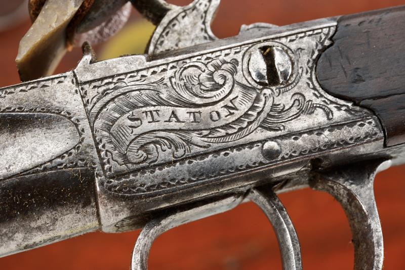 A cased pair of flintlock pocket pistols by T. Staton - Image 6 of 6