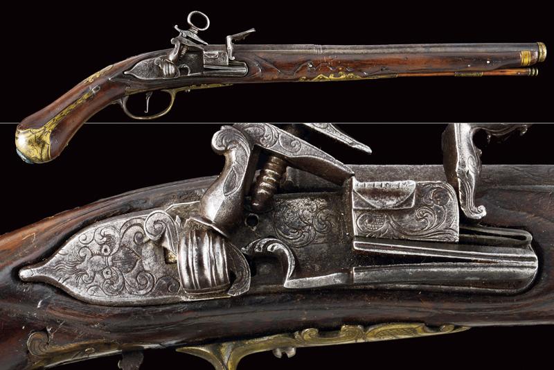 A flintlock holster pistol