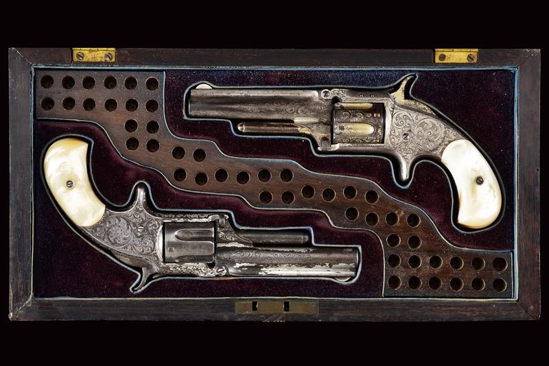 Two cased and engraved S&W Model No. 1-1/2 Second Issue Revolver