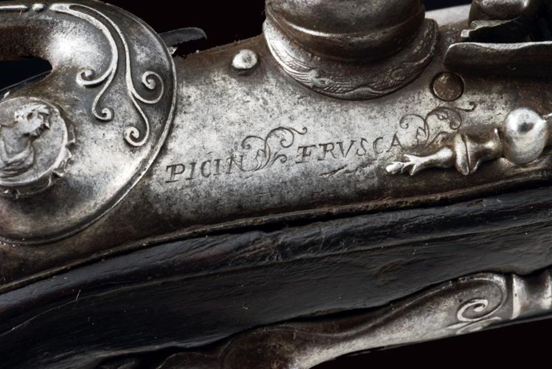 A rare flintlock pistol by Picin Frusca - Image 7 of 8