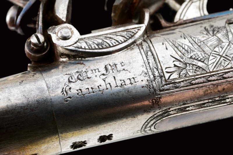 A cased pair of flintlock pocket pistols by William McLauchlan - Image 6 of 7