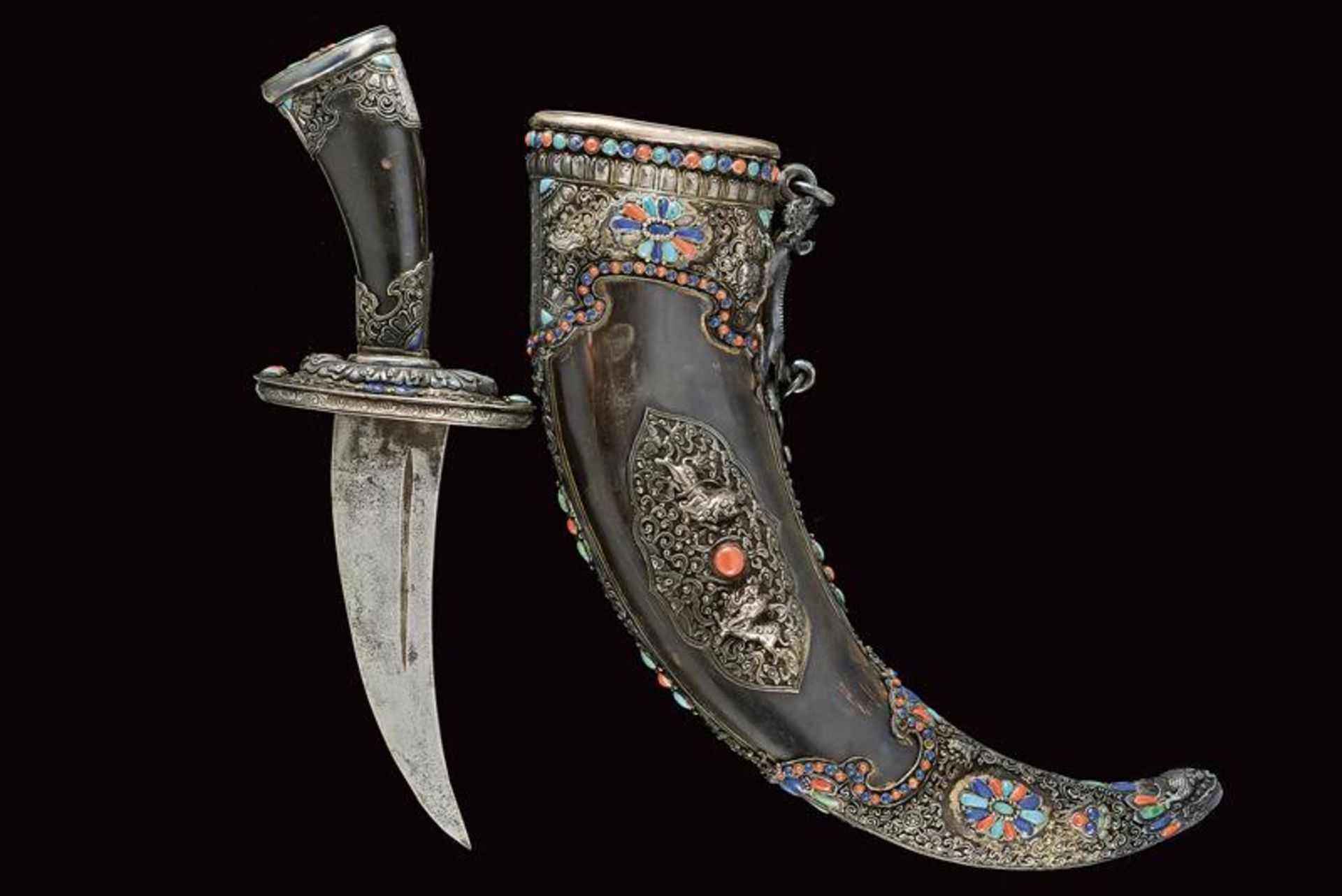 A rare silver-mounted ceremonial short sword