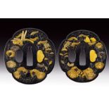 A pair of daisho Mino school tsuba