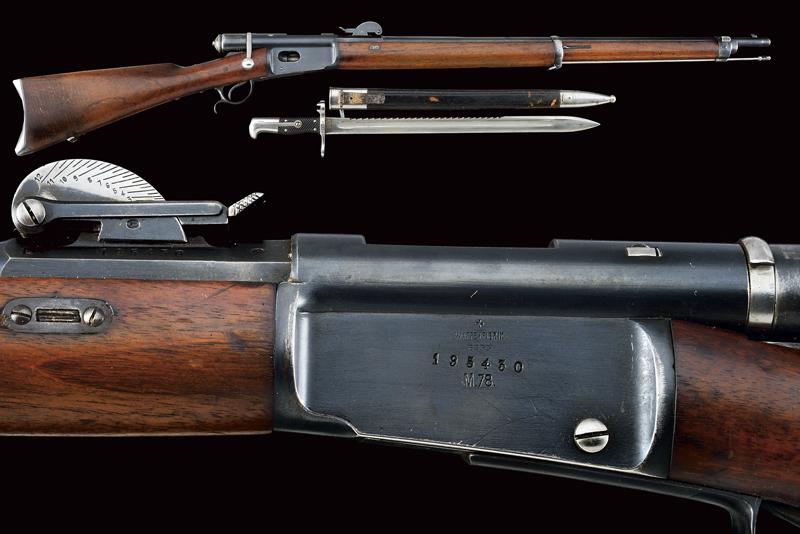 An 1878 model Vetterli rifle with bayonet
