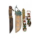 A Chippewa people belt with knife