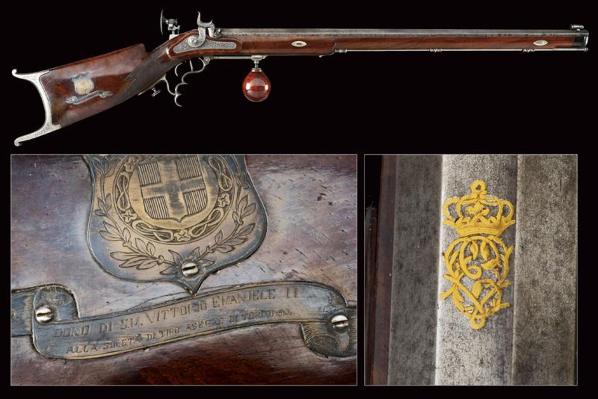 A beautiful presentation percussion target rifle, gifted by King Victor Emmanuel II