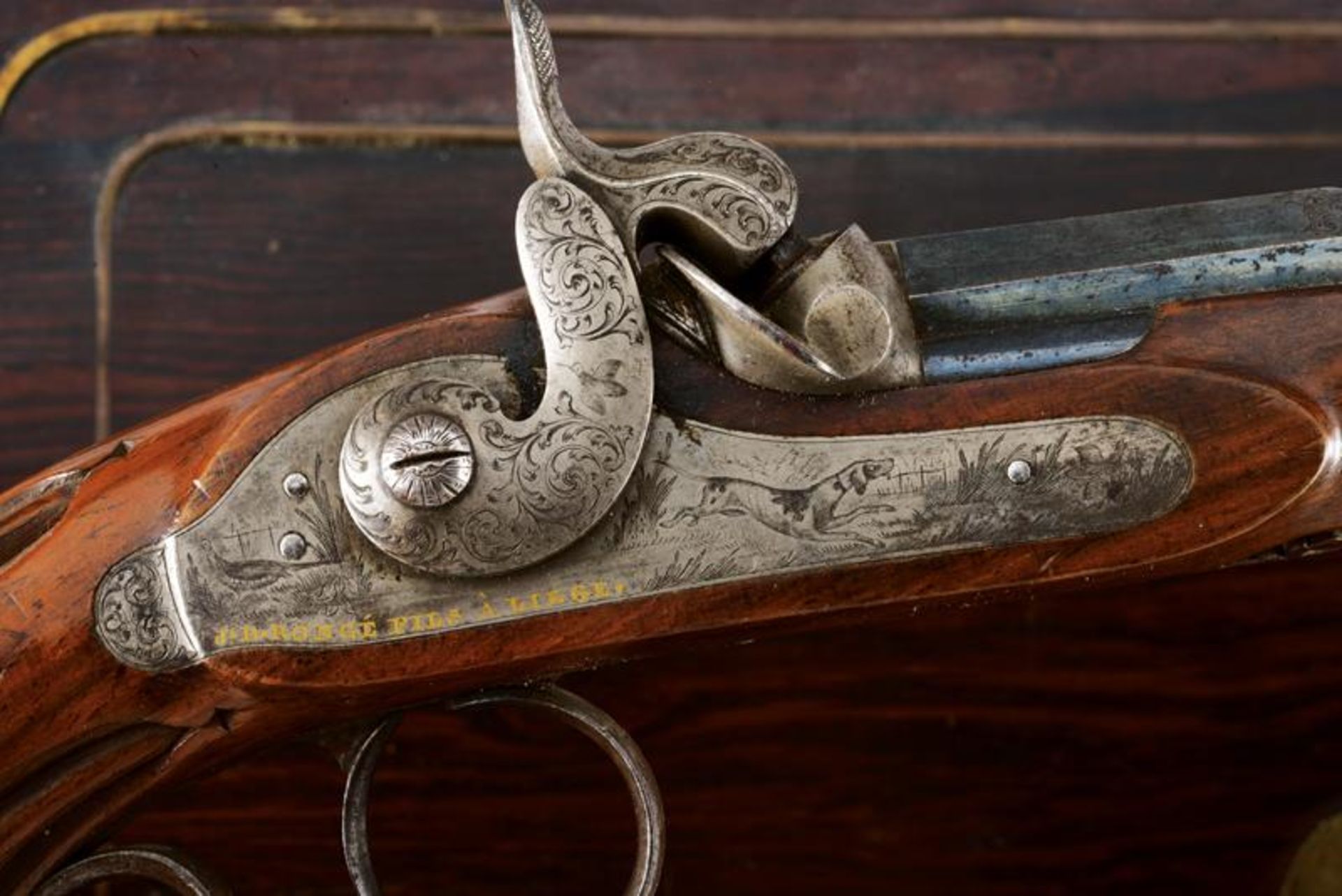 A fine pair of cased percussion pistols by J. B. Ronge, shooting tournament 1st price - Image 3 of 11