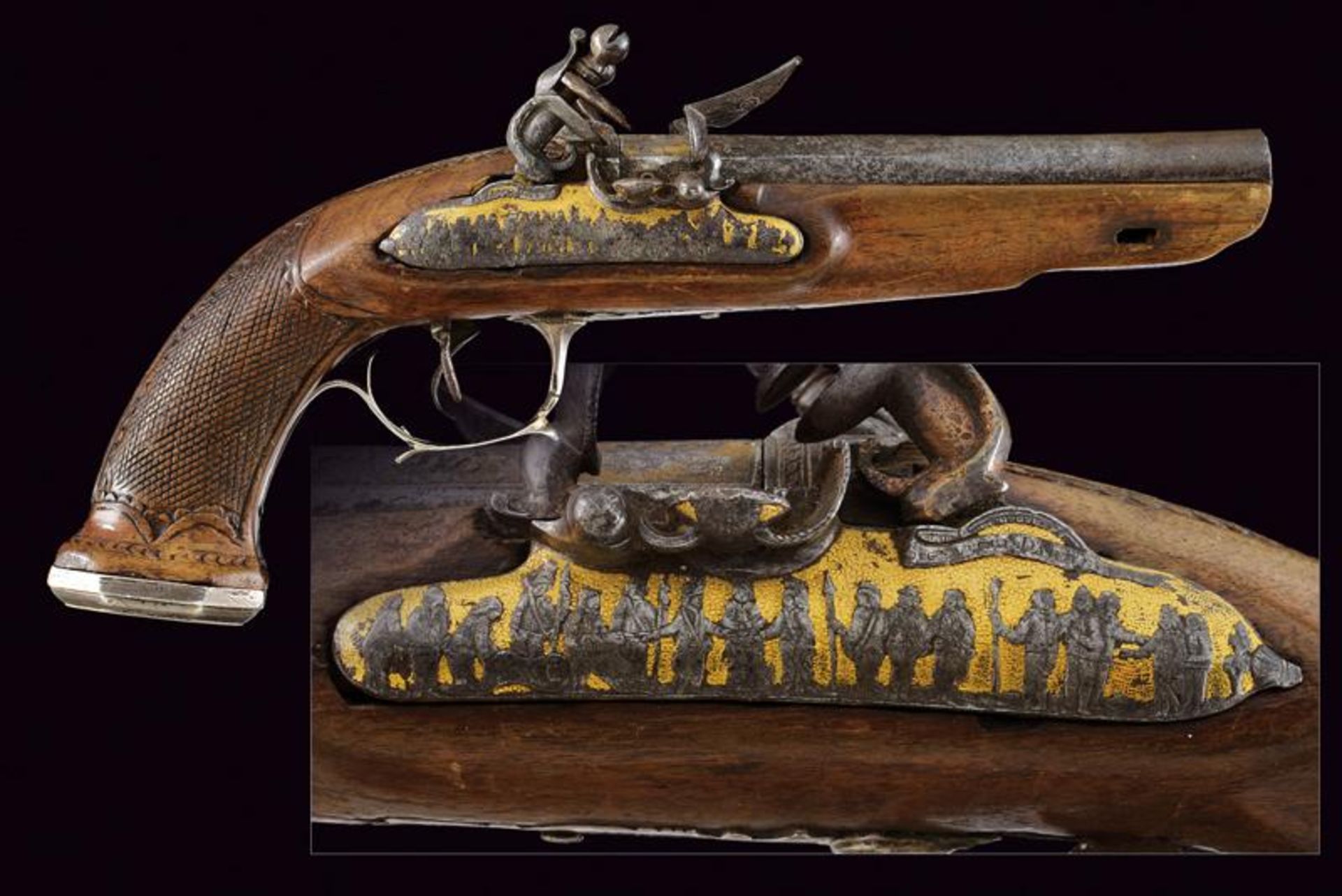 An interesting double barrelled flintlock officers pistol