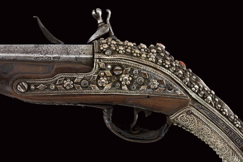 A beautiful silver mounted flintlock pistol in Ali Pasha style - Image 6 of 12