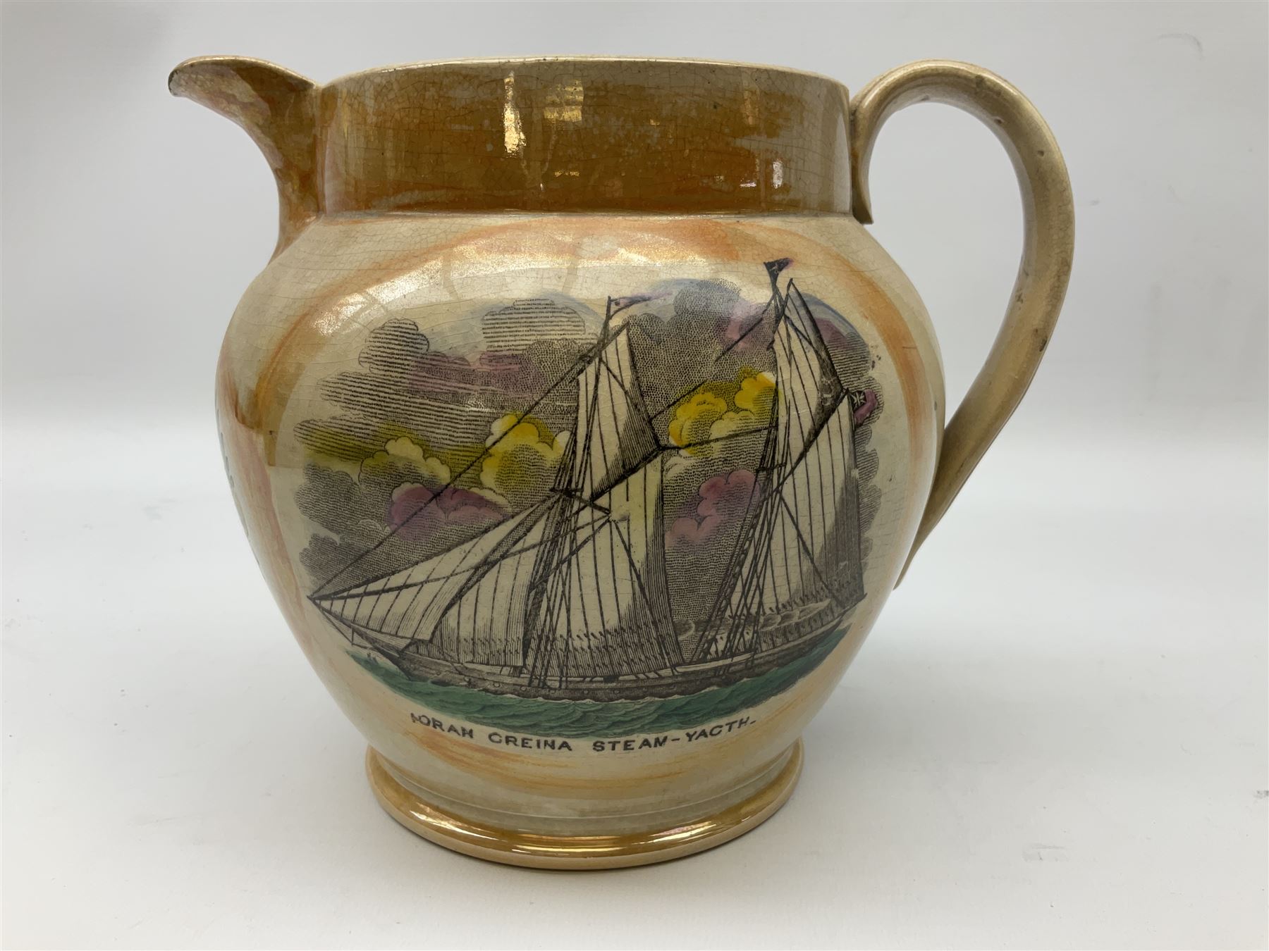 Victorian Sunderland orange lustre jug - Image 3 of 8