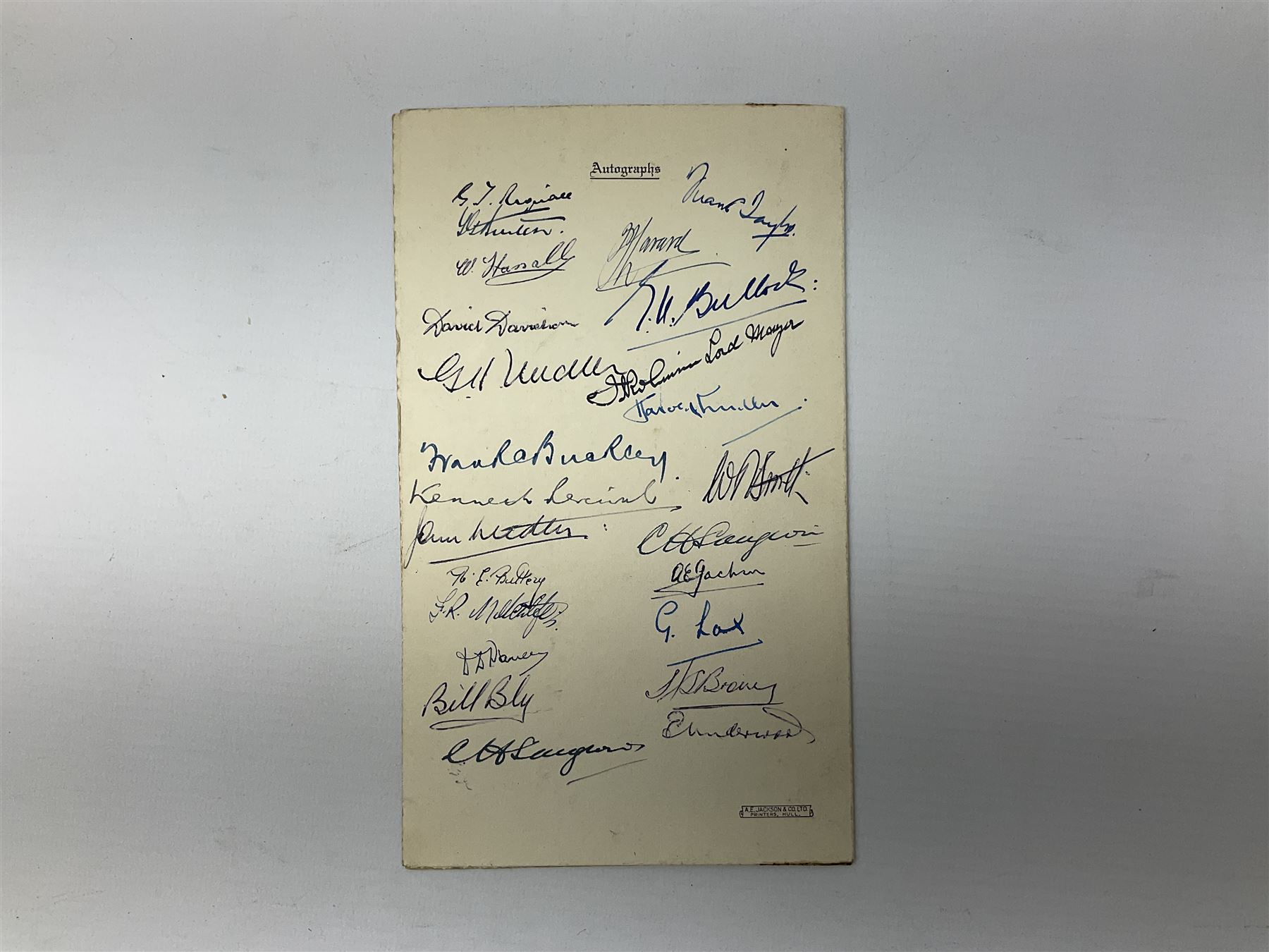 Hull City AFC 1947 presentation dinner menu/programme bearing twenty-four signatures including Bill - Image 6 of 6