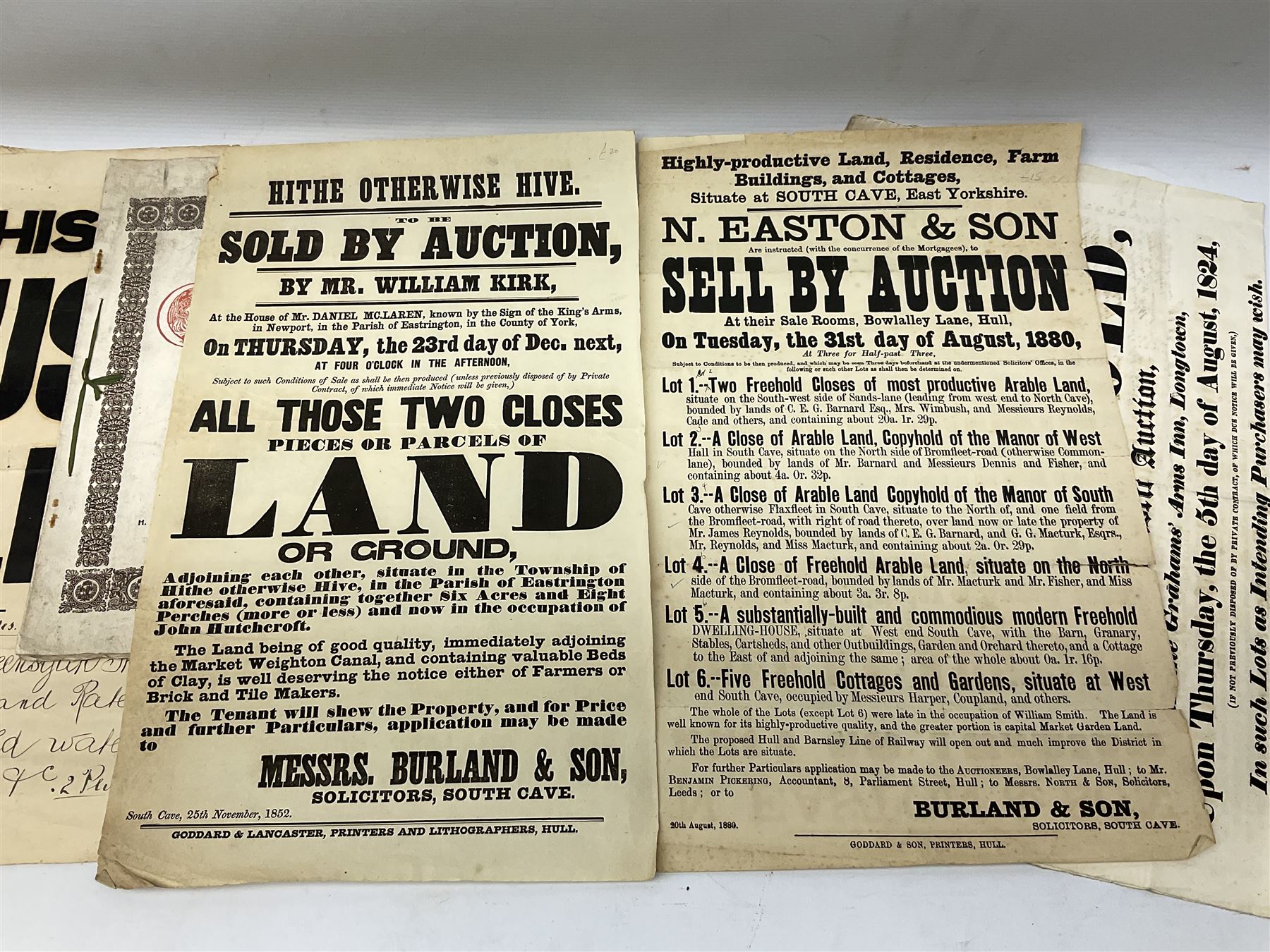 Seven late 19th/early 20th century auction posters of Hull/Yorkshire interest for properties in Hith - Image 7 of 12