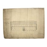 19th century architect's linen-backed plan of Scarborough Public Market Hall; signed by John Irvin 1