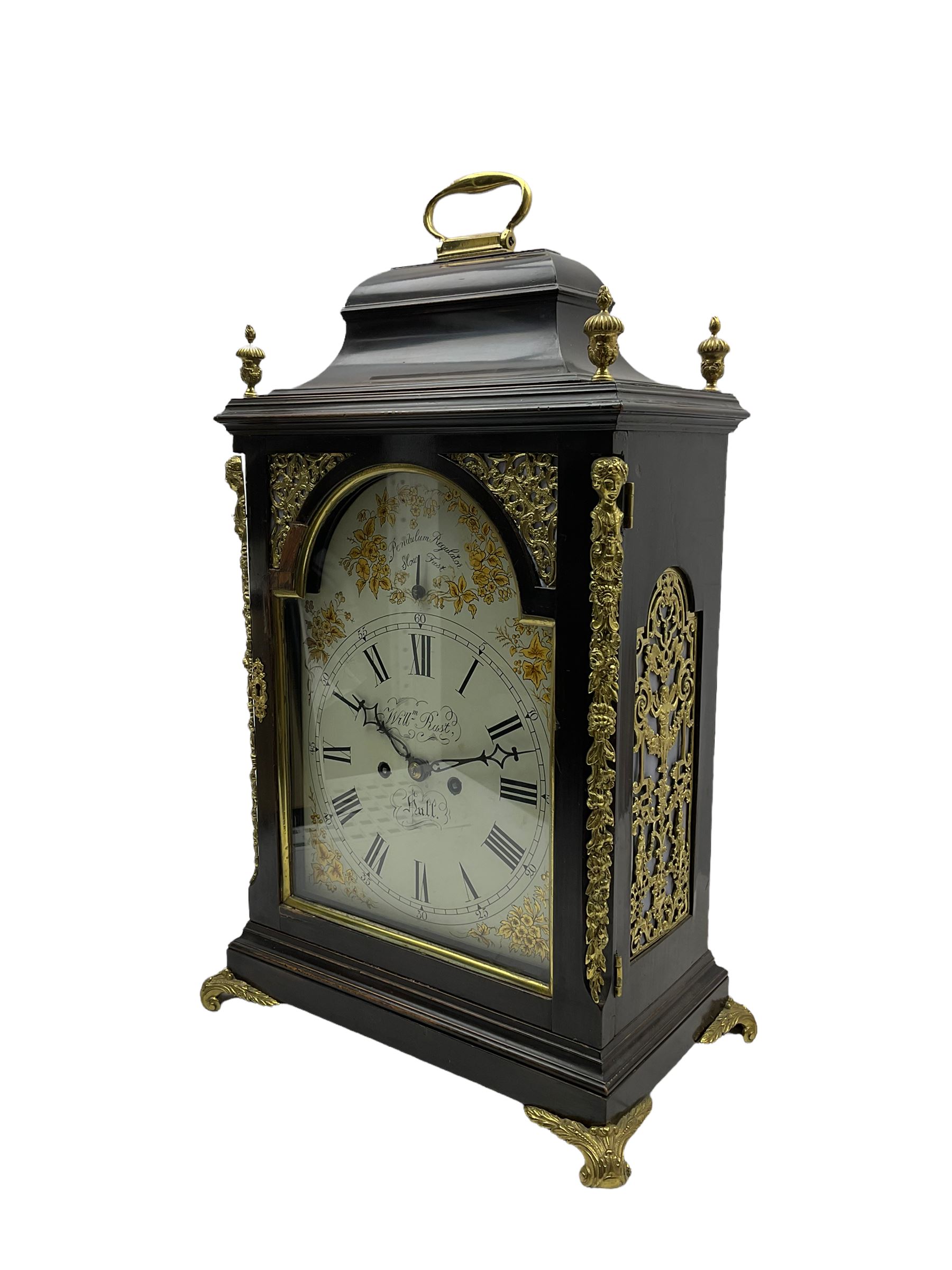 A late 18th century ebonised bracket clock retailed by William Rust - Image 2 of 5