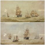 William Frederick Settle (British 1821-1897): British Frigate and other Sailing Vessels in Turbulent