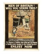 WWI Recruiting poster "Men of Britain! Will you Stand this?" after a photograph by F. Foxton