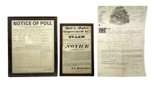 Two Hull related posters - Hull & Myton Improvement Act By-Law 'Prohibiting the Carriage of Coals of