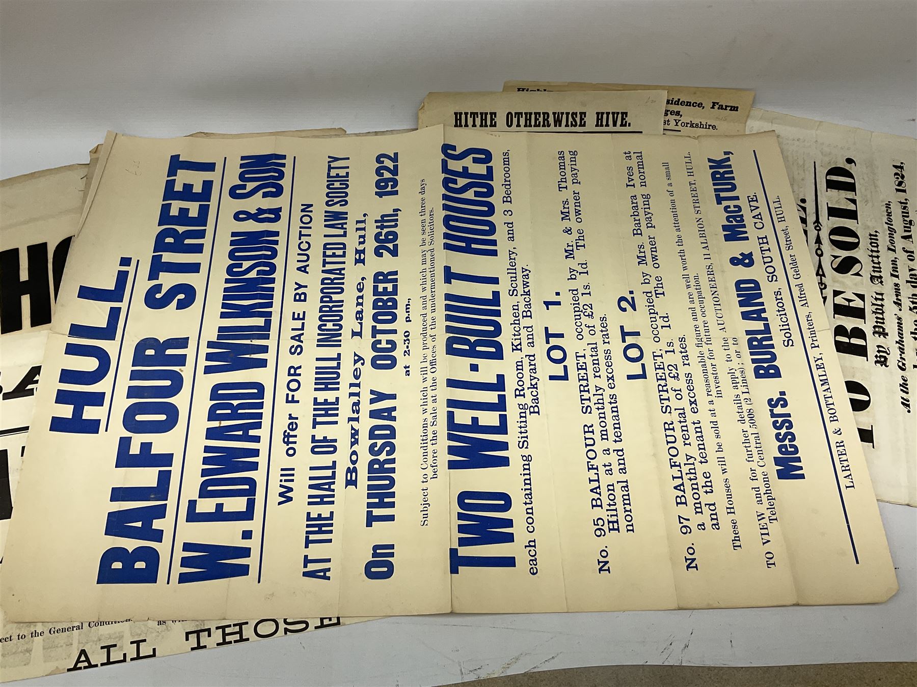 Seven late 19th/early 20th century auction posters of Hull/Yorkshire interest for properties in Hith - Image 5 of 12