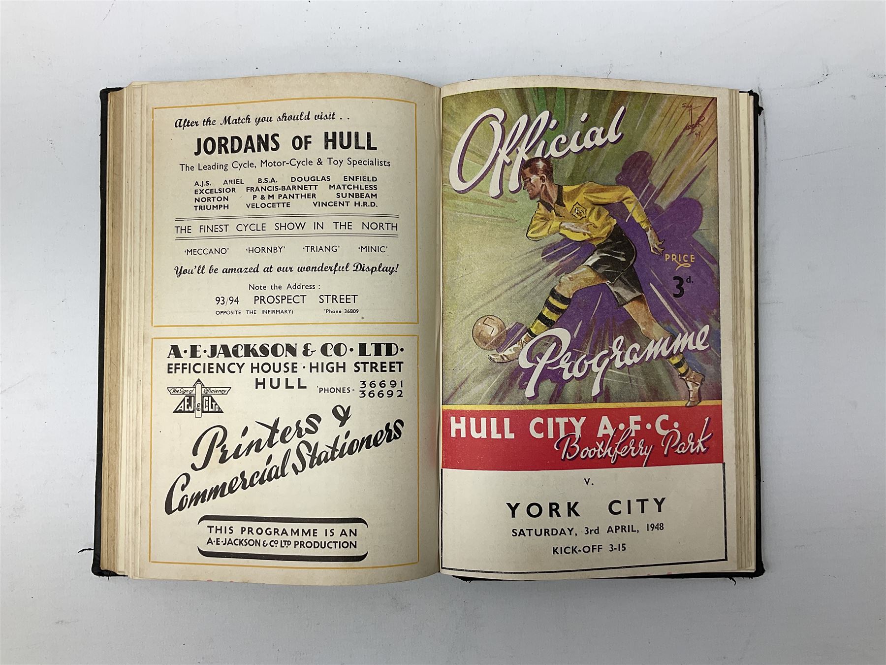 Hull City A.F.C. - two bound volumes of 1940s home match programmes; volume one 1946-7 season contai - Image 5 of 7