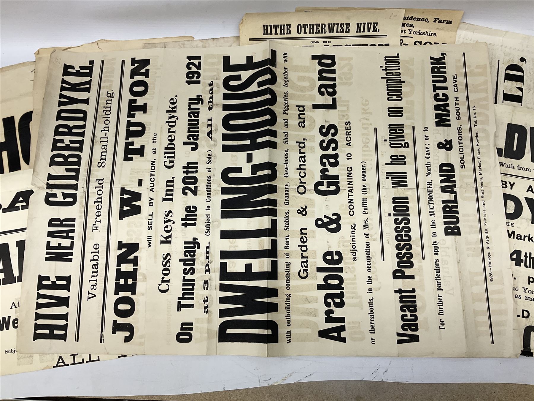 Seven late 19th/early 20th century auction posters of Hull/Yorkshire interest for properties in Hith - Image 2 of 12