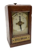 Railway mahogany cased level crossing indicator labelled for 'Hull Bridge' with glazed front and cir