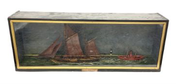 Late 19th/early 20th century diorama of the River Humber with a wooden waterline model of the Grimsb