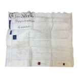 Early 19th century manuscript deed on vellum in three sections dated 25th February 1803 relating to