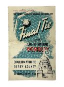 1946 FA Cup Final Charlton Athletic v Derby County football programme played 27th April 1946 at Wemb