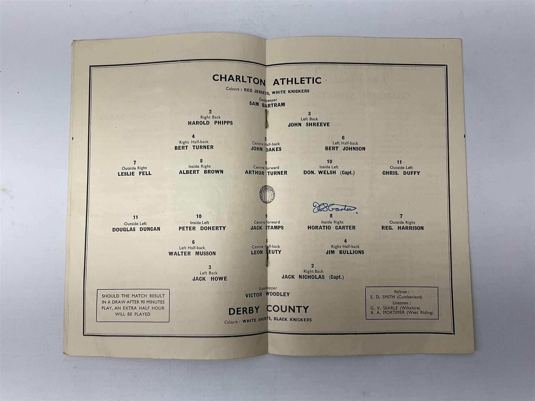 1946 FA Cup Final Charlton Athletic v Derby County football programme played 27th April 1946 at Wemb - Image 6 of 9