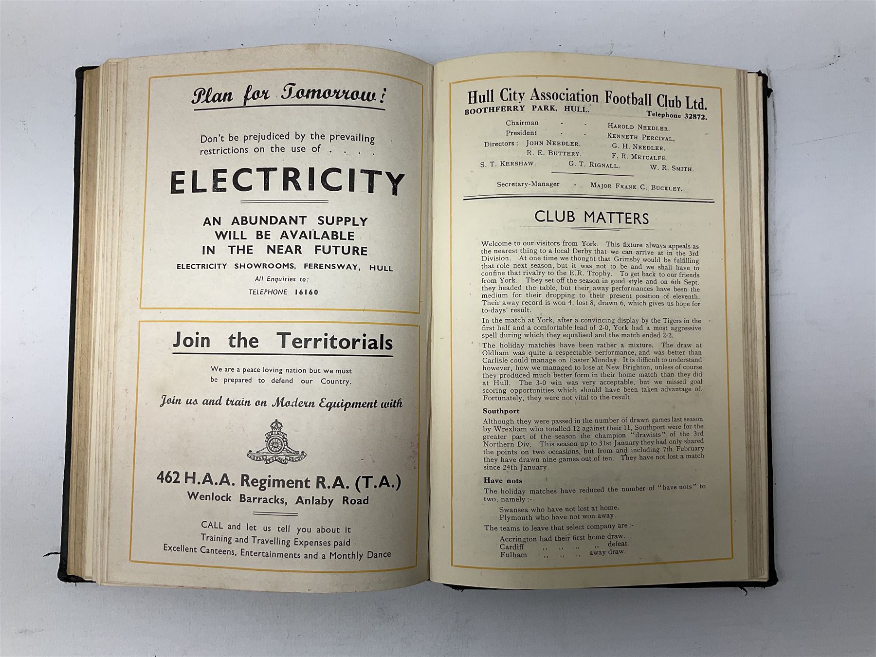 Hull City A.F.C. - two bound volumes of 1940s home match programmes; volume one 1946-7 season contai - Image 6 of 7