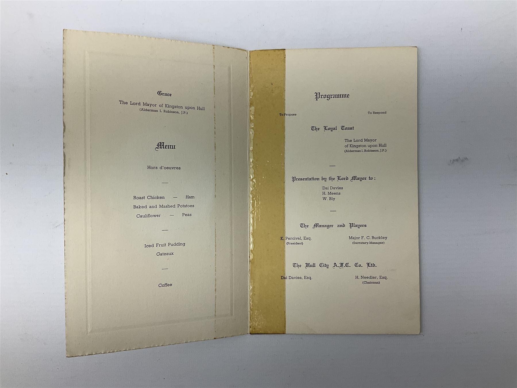 Hull City AFC 1947 presentation dinner menu/programme bearing twenty-four signatures including Bill - Image 5 of 6