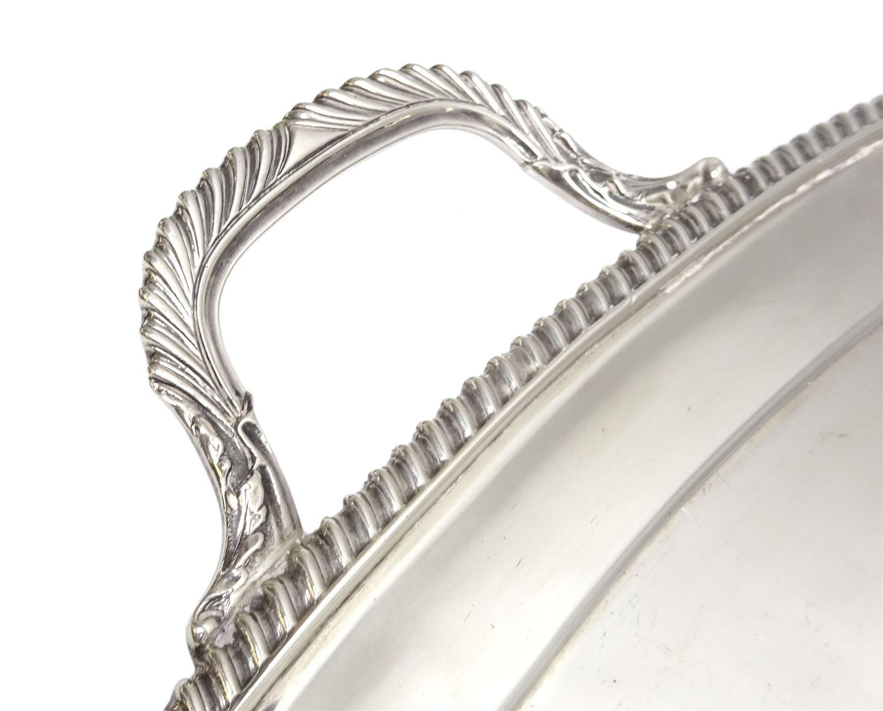 Raich Carter - presentation hallmarked silver two-handled tray of rounded oblong form with gadrooned - Image 6 of 47