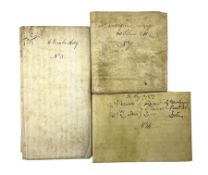 Three 17th/18th century manuscript deeds on vellum relating to properties in Bowling Alley Lane