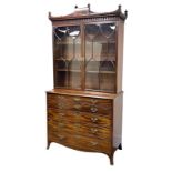 George III mahogany secretaire bookcase