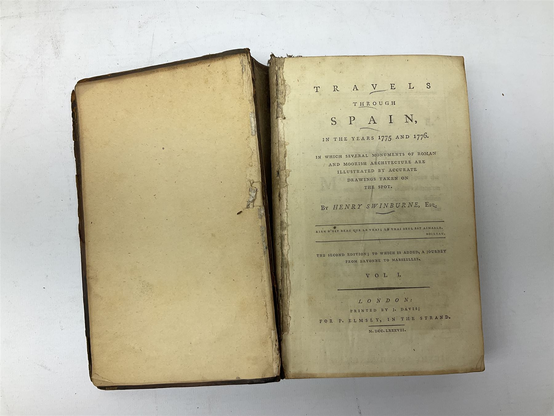 Swinburne Henry: Travels Through Spain in the years 1775 and 1776. 1787 London. Two volumes. Folding - Image 10 of 17