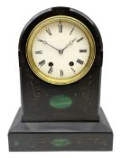 Belgium slate cased mantle clock c1890 with a Parisian eight-day rack striking movement