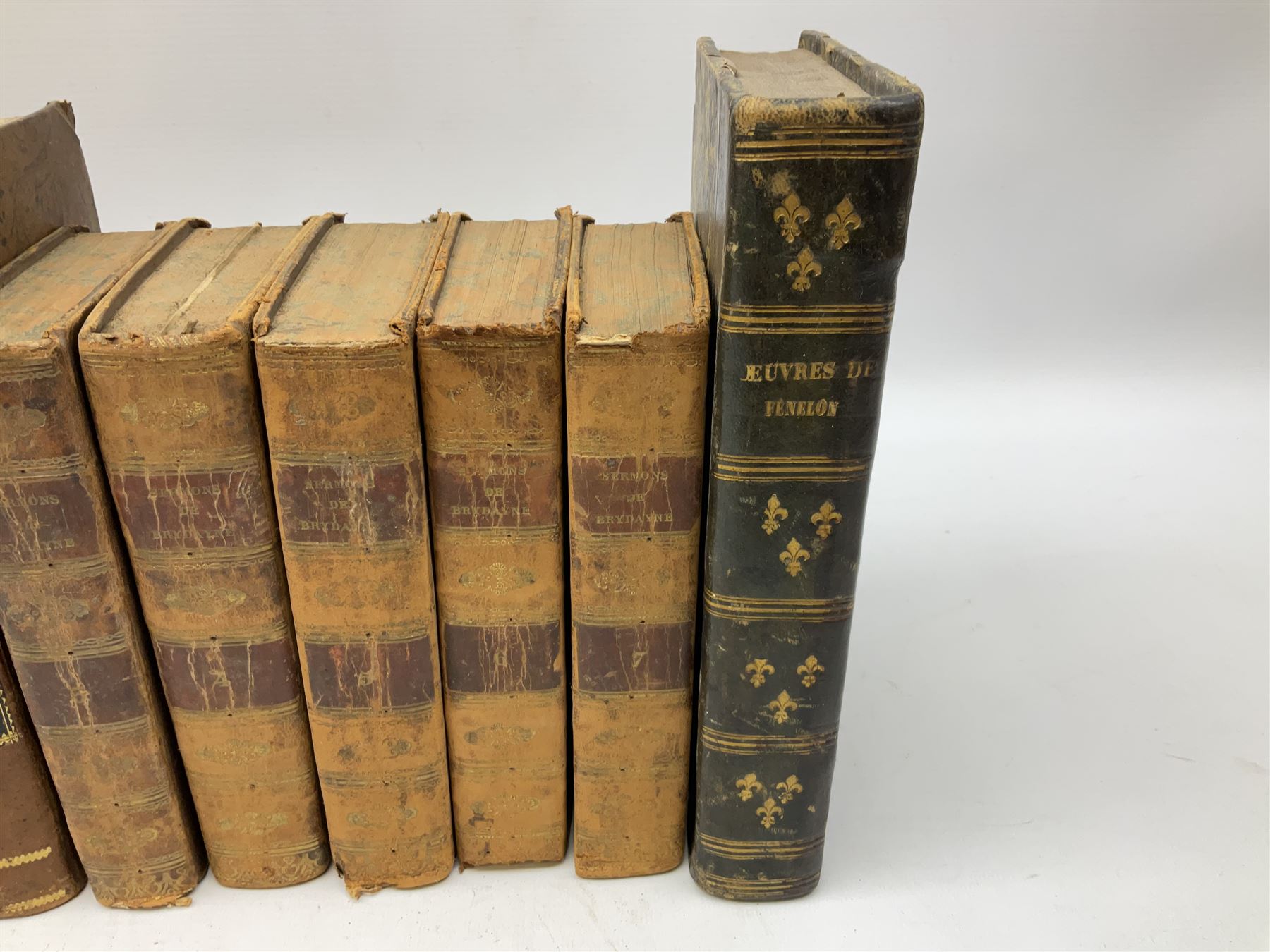 Twenty 18th/19th century leather bound books including part sets of Oeuvres De Messire Jacques-Benig - Image 9 of 15