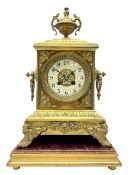 French gilt metal mantle clock c1900