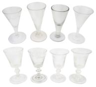 Group of eight 18th century and later drinking glasses