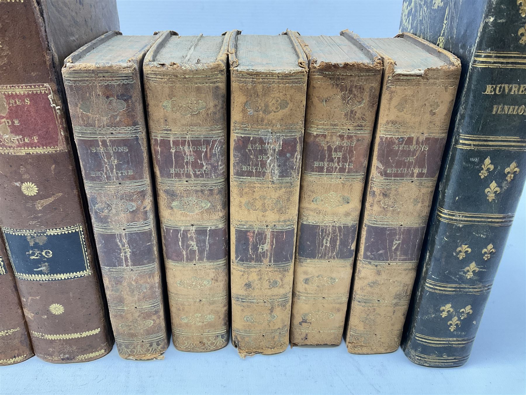 Twenty 18th/19th century leather bound books including part sets of Oeuvres De Messire Jacques-Benig - Image 8 of 15
