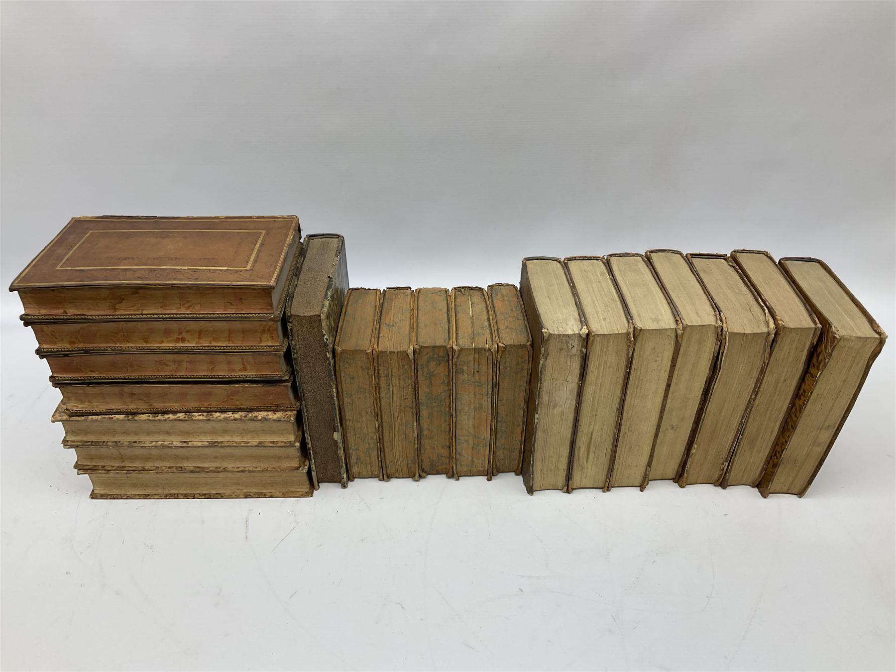 Twenty 18th/19th century leather bound books including part sets of Oeuvres De Messire Jacques-Benig - Image 11 of 15