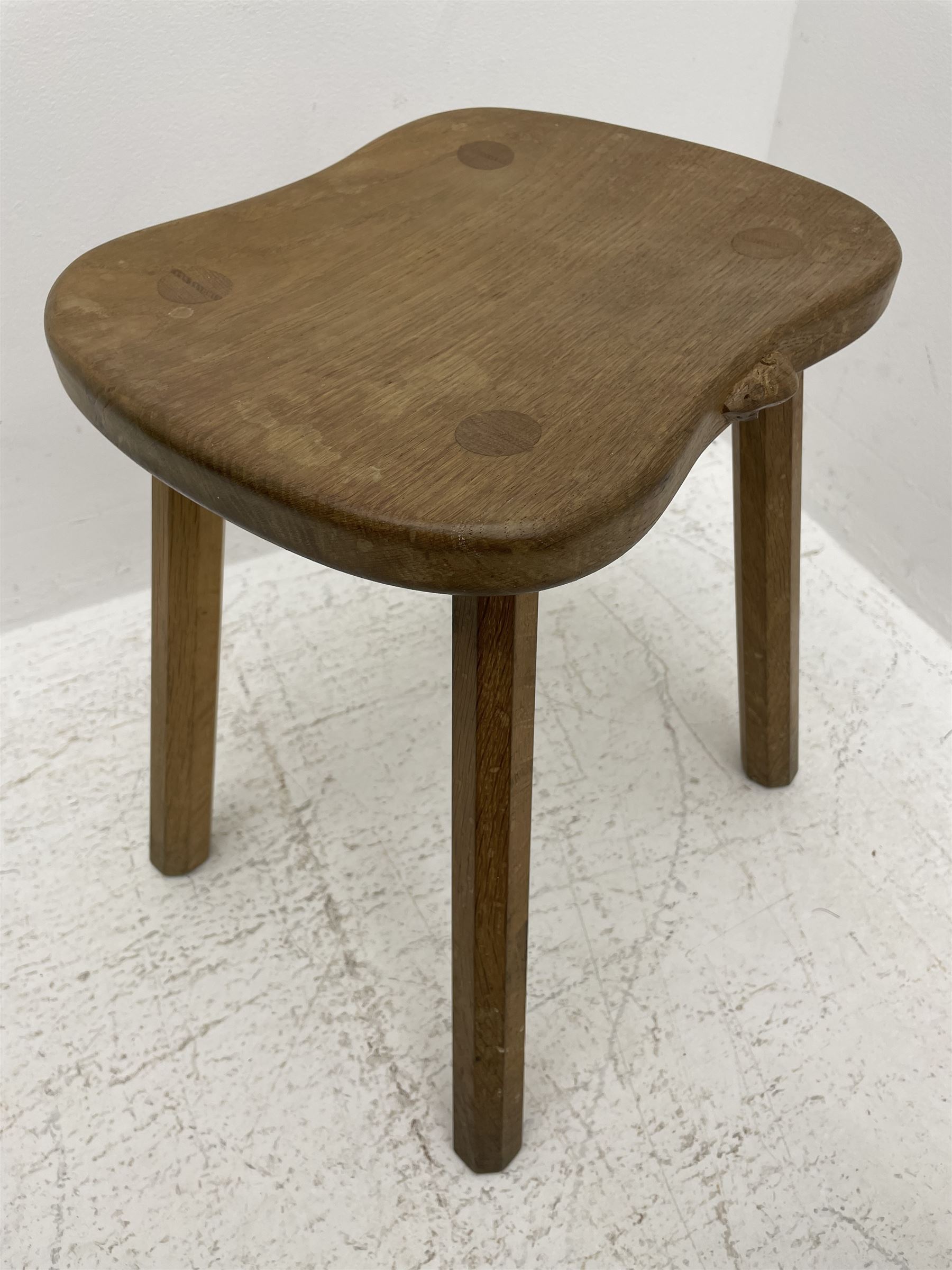 'Mouseman' oak four-legged stool - Image 4 of 4