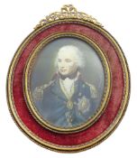 19th Century School Portrait miniature upon ivory Head and shoulder portrait of Admiral Lord Nelso