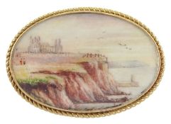 Attibuted to George Weatherill (British 1810-1890) Watercolour landscape miniature upon ivory Whit